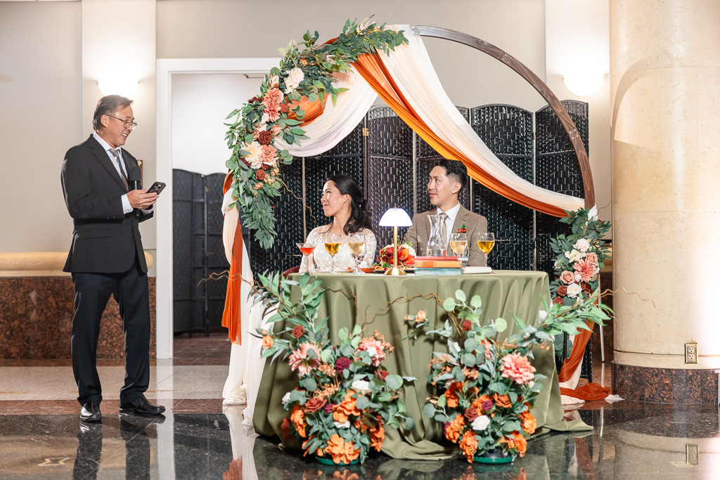 father giving a dinner toast