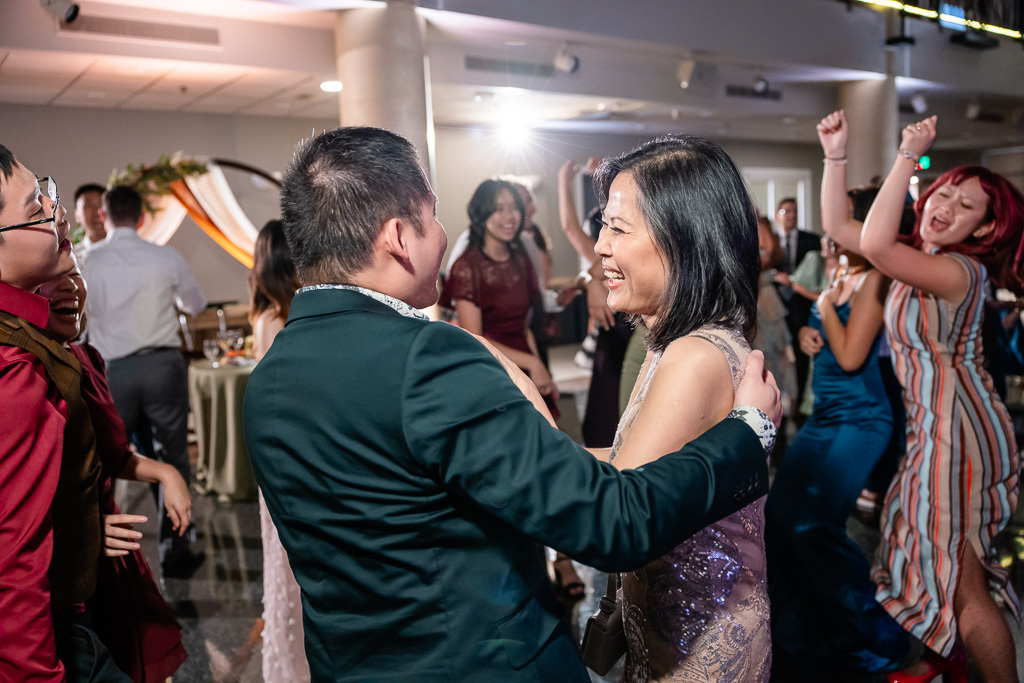 partying and dancing at wedding