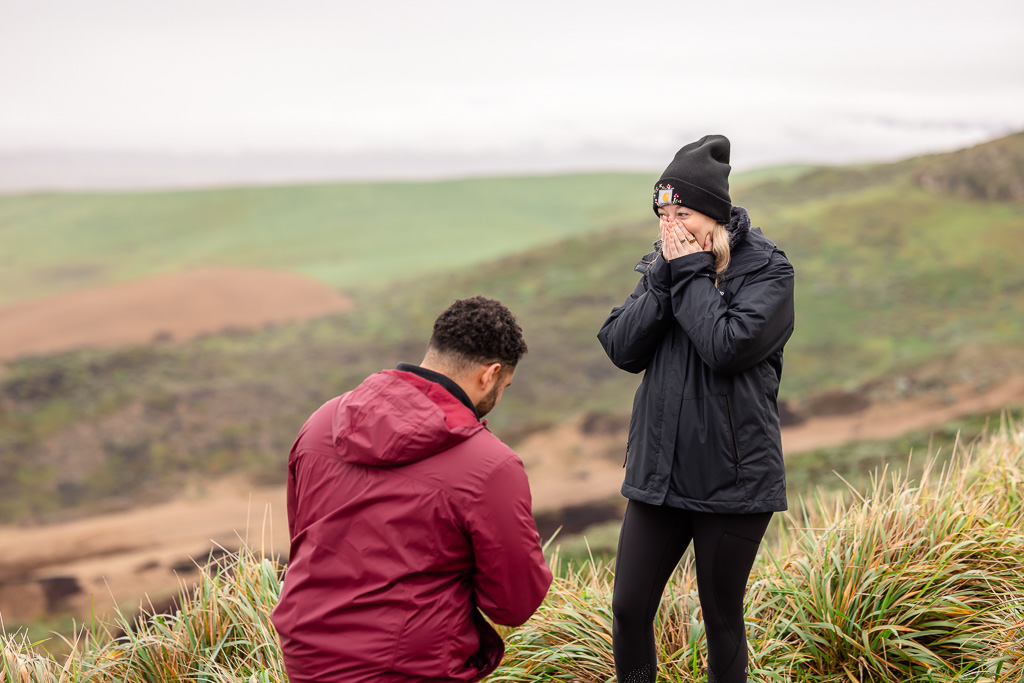 very surprised reaction to genuine surprise proposal moment