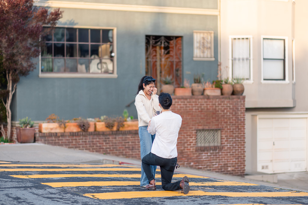 marriage proposal on the street in San Francisco