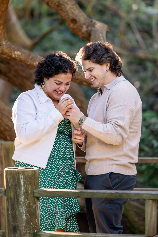 looking at the new engagement ring together