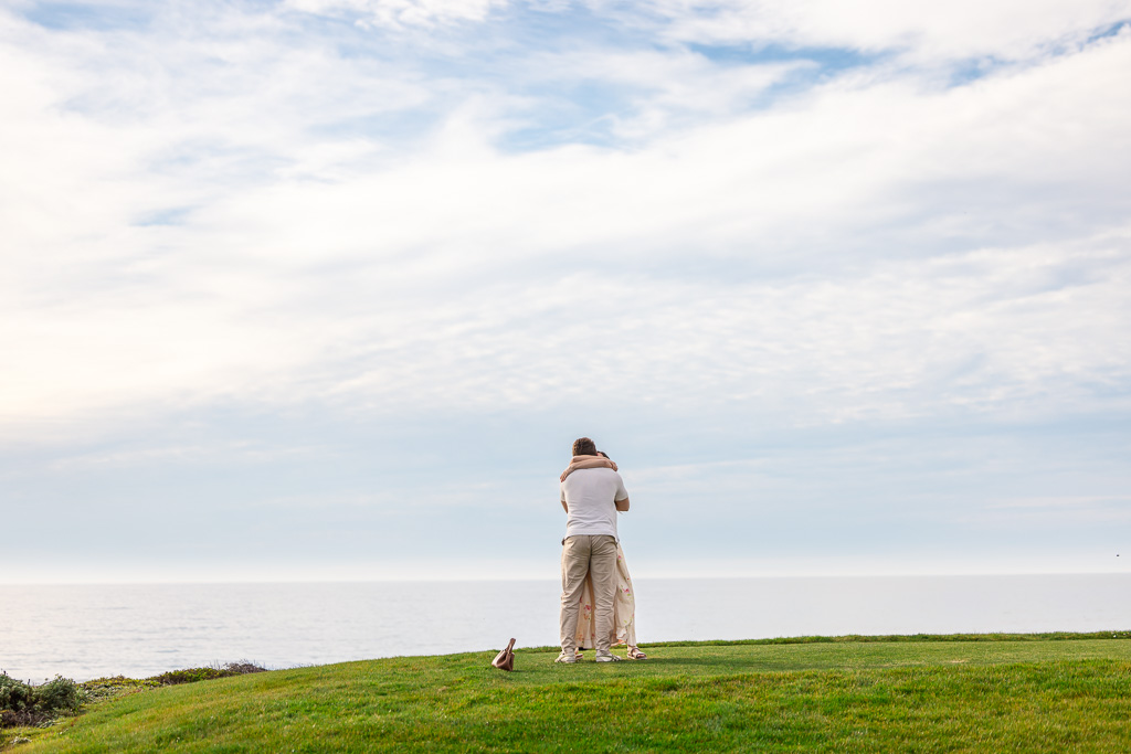 far away shot of couple hugging