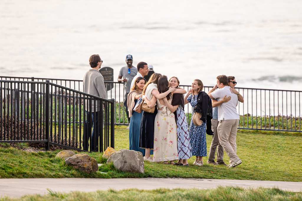 surprise engagement celebration with friends