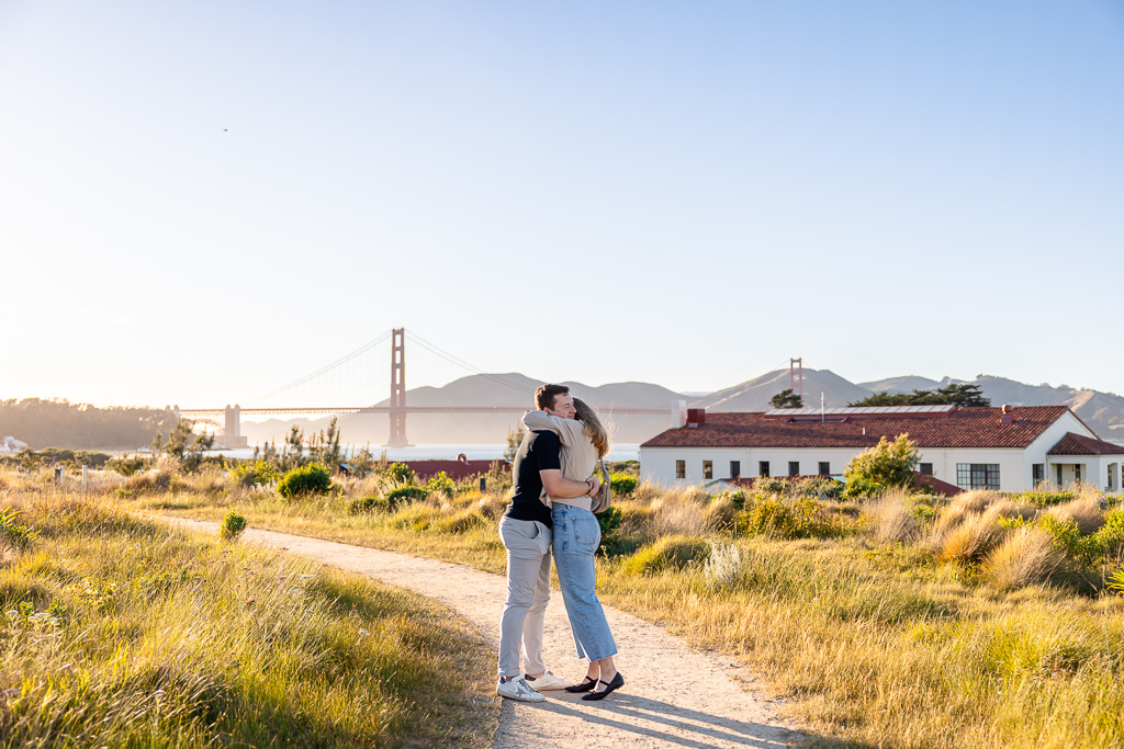 a big hug after getting engaged