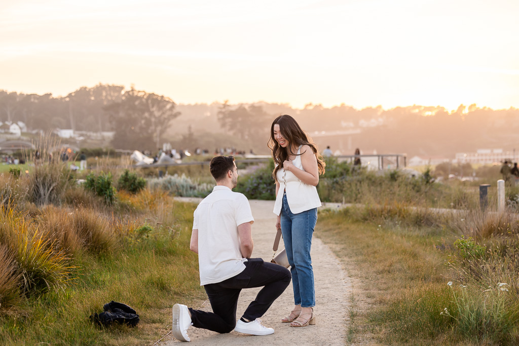 happily surprised by marriage proposal in the Presidio