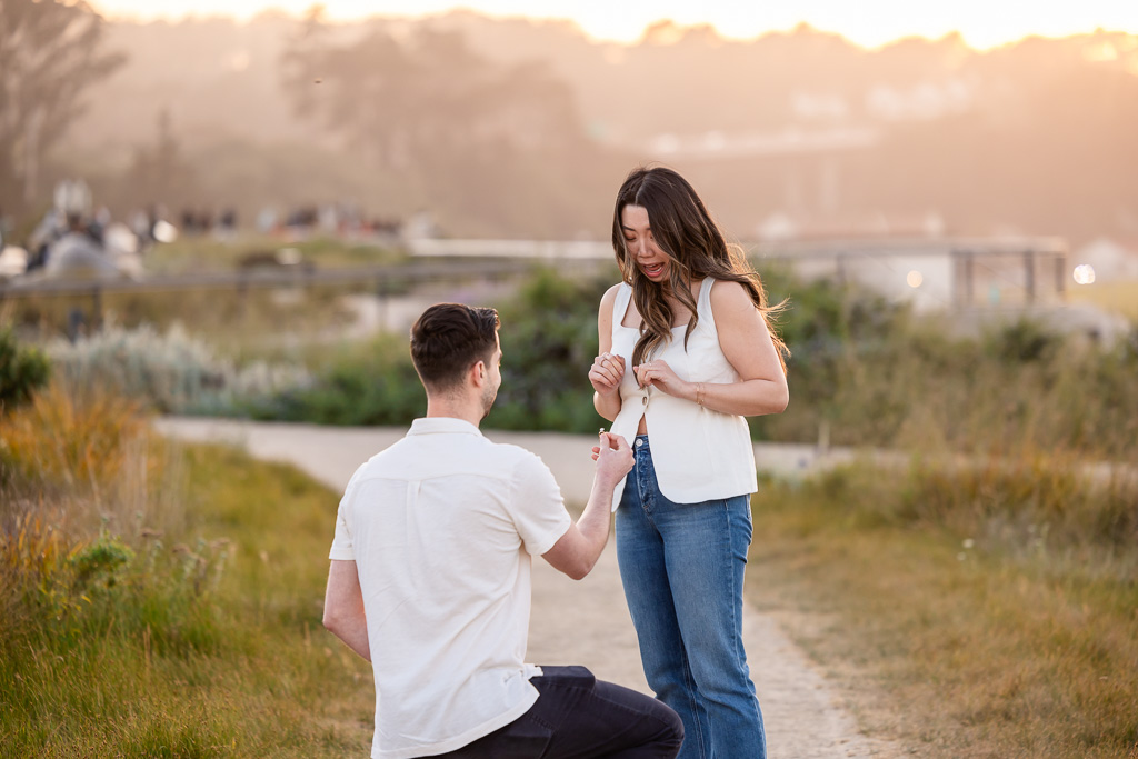 surprised and shocked (in a good way) at the engagement ring