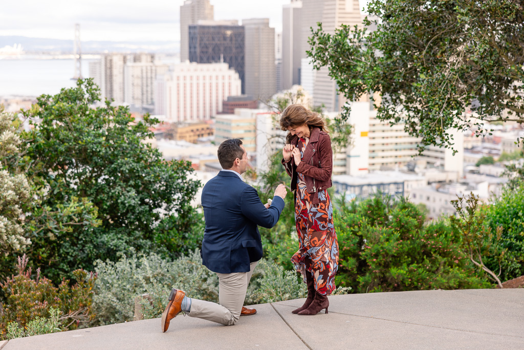 a very happy and excited surprise proposal moment