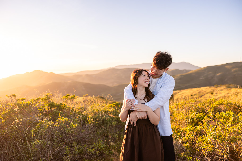 golden hour sunset engagement photos in the Marin Headlands