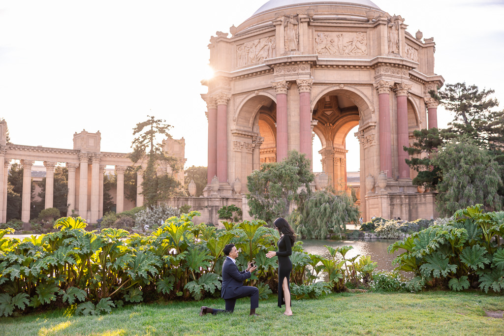 Palace of Fine Arts golden hour proposal