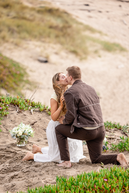 kissing to celebrate engagement