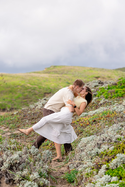 engagement photo shoot in vegetated sand dunes