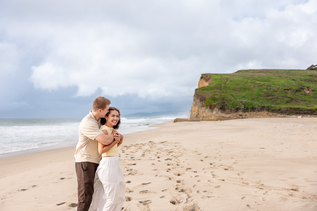 a cute engagement session on the beach on the California coastline