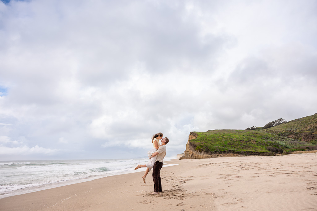 Pescadero State Beach engagement photos on the sand