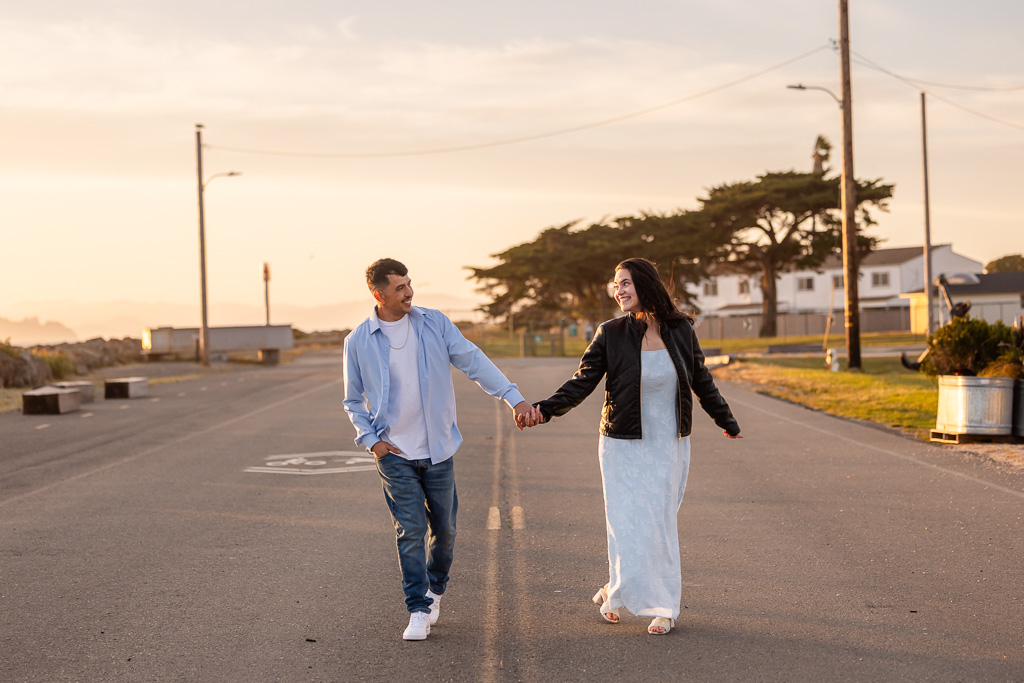 casual engagement photos on Treasure Island