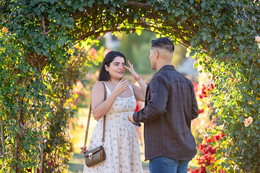 wiping away a tear after emotional engagement