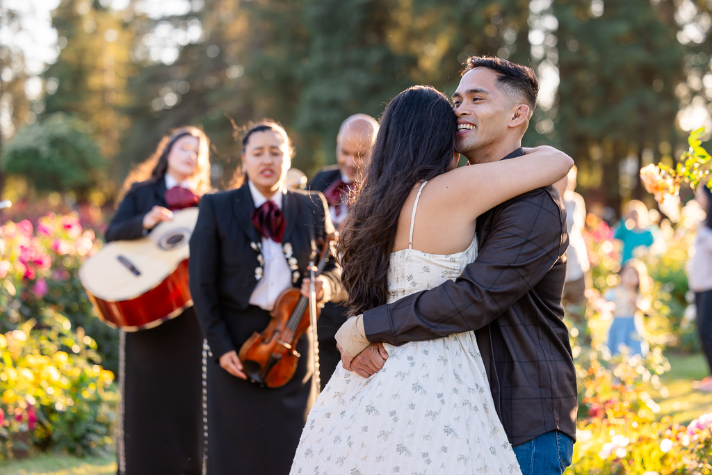 celebrating engagement with mariachi band