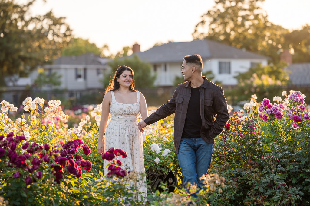 San Jose Rose Garden engagement photo shoot