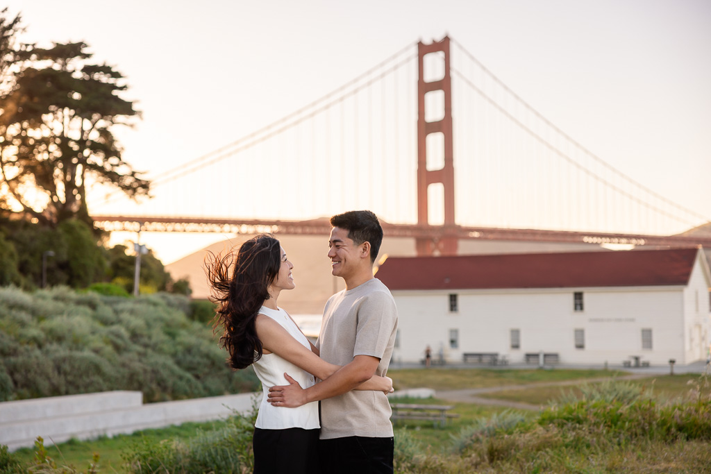 West Bluff Picnic Area engagement photo shoot at Crissy Field