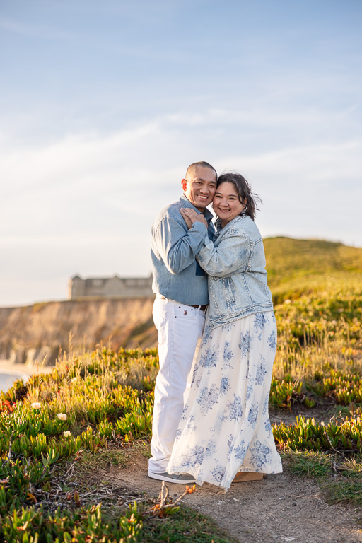 anniversary photos at the Half Moon Bay Ritz-Carlton