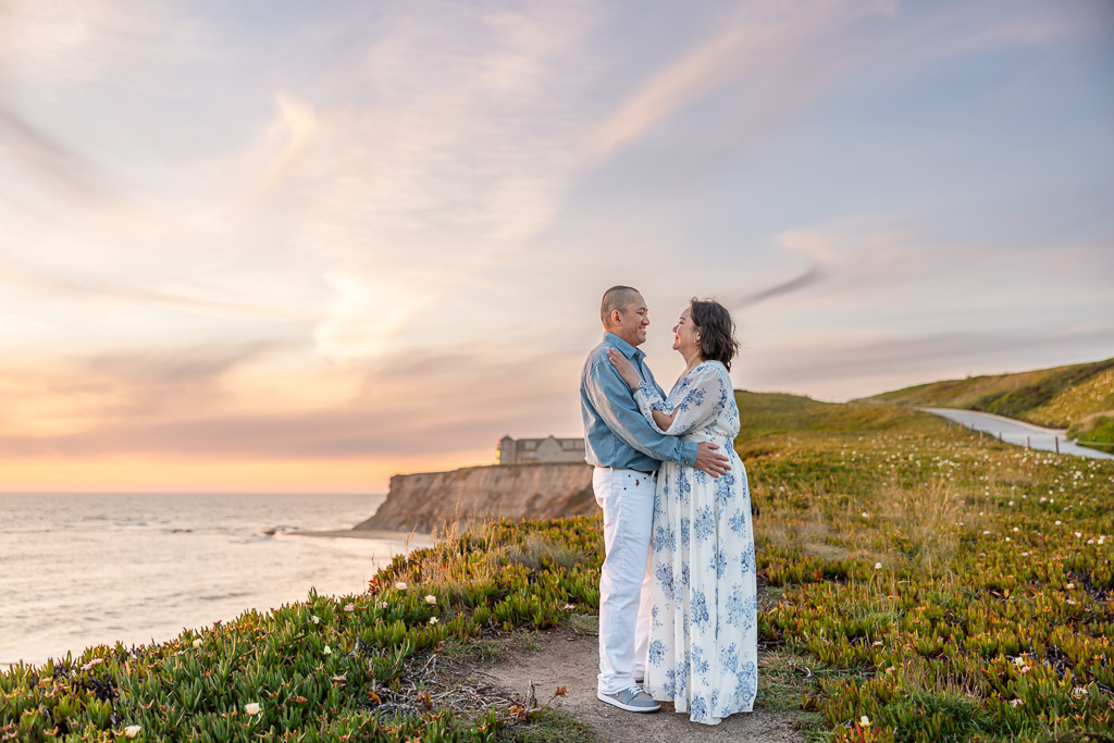 sunset anniversary photos in Half Moon Bay