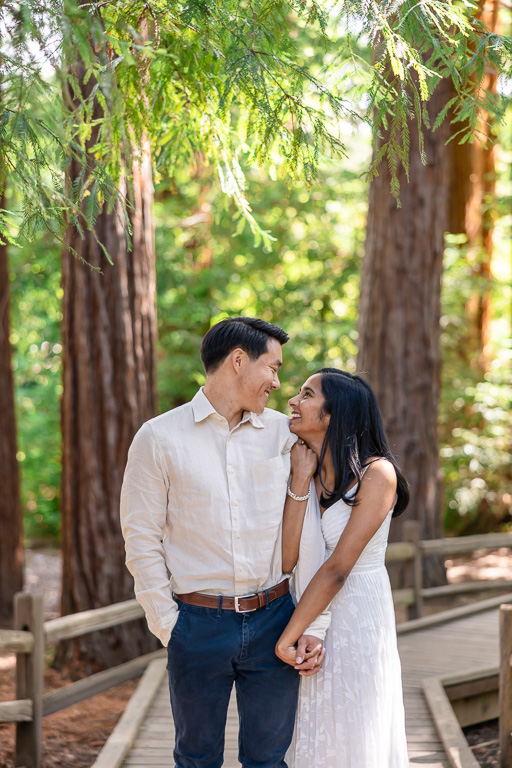 engagement photoshoot at Surprise Proposal at Redwood Grove Nature Preserve