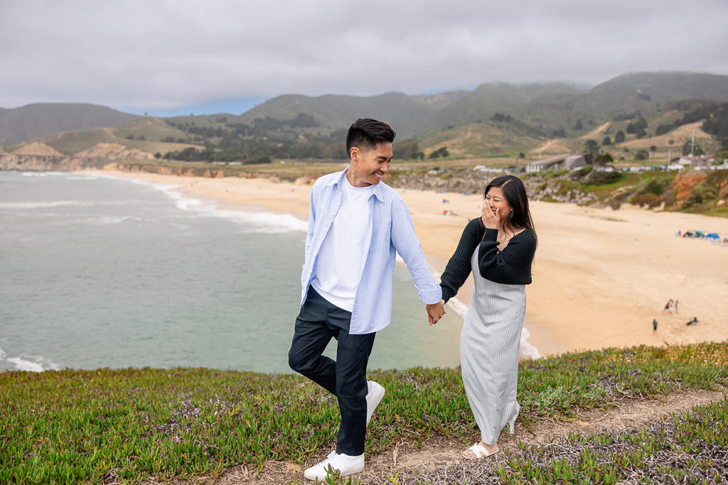 laughing and giggling during engagement shoot