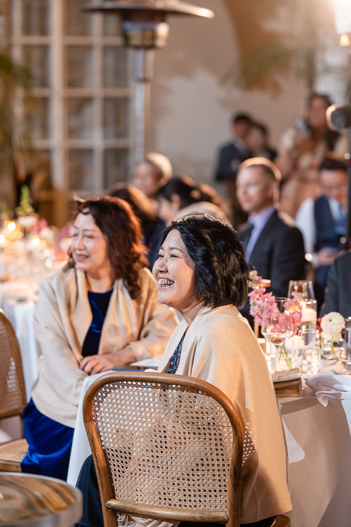 family members reacting to wedding speech