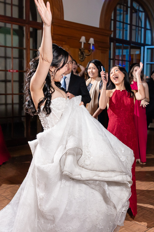 bride dancing and partying to celebrate the night