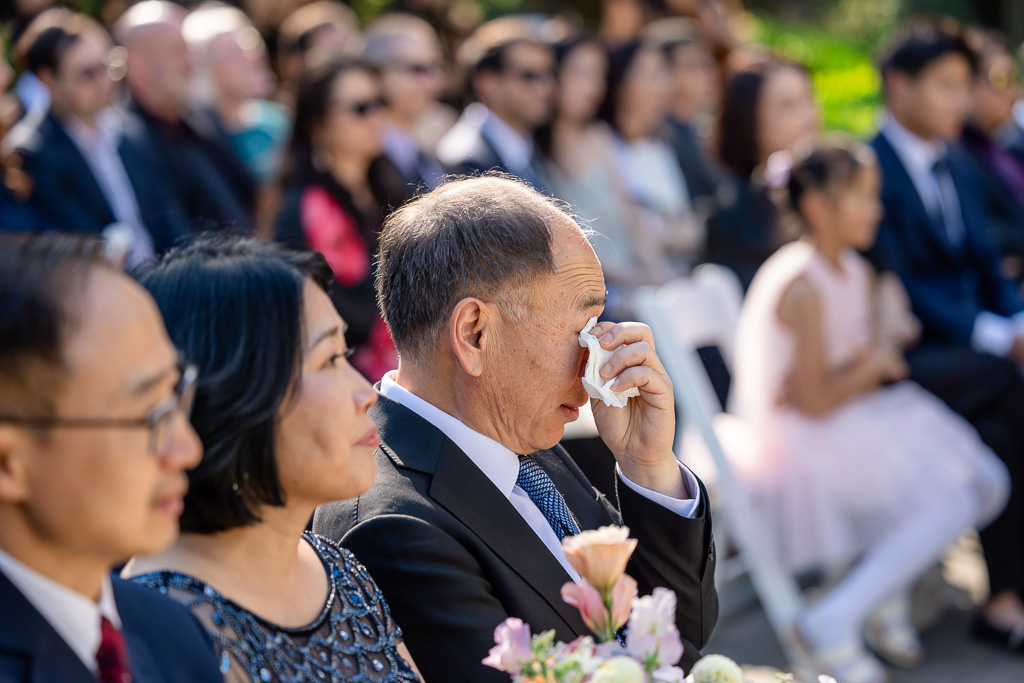 father of the bride wiping away a tear