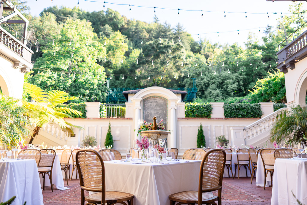 wedding reception in the Spanish Courtyard at Montalvo