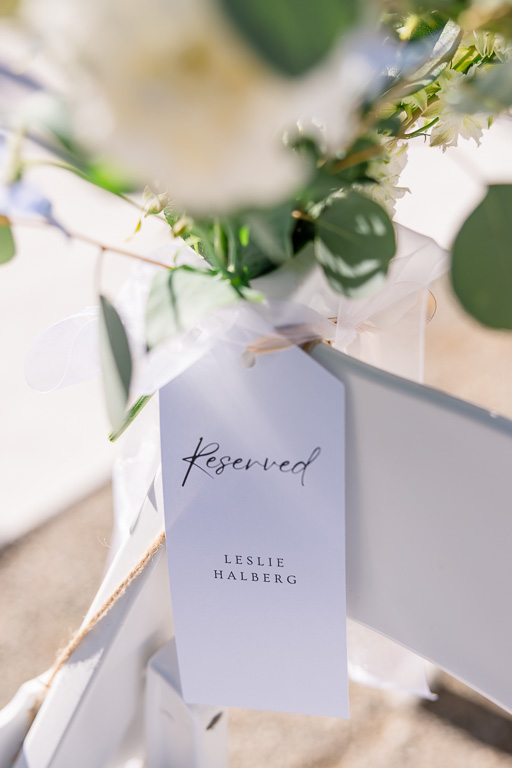 reserved tag on wedding chair