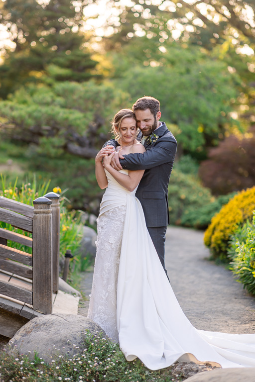 beautiful golden hour wedding couple portrait