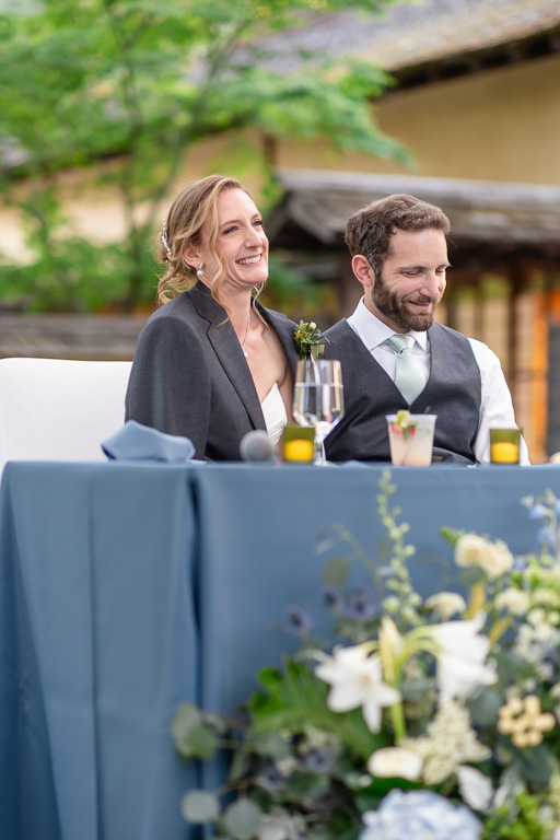 bride and groom's reaction to speech