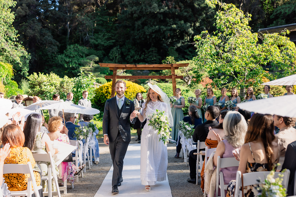 wedding recessional at Hakone Gardens