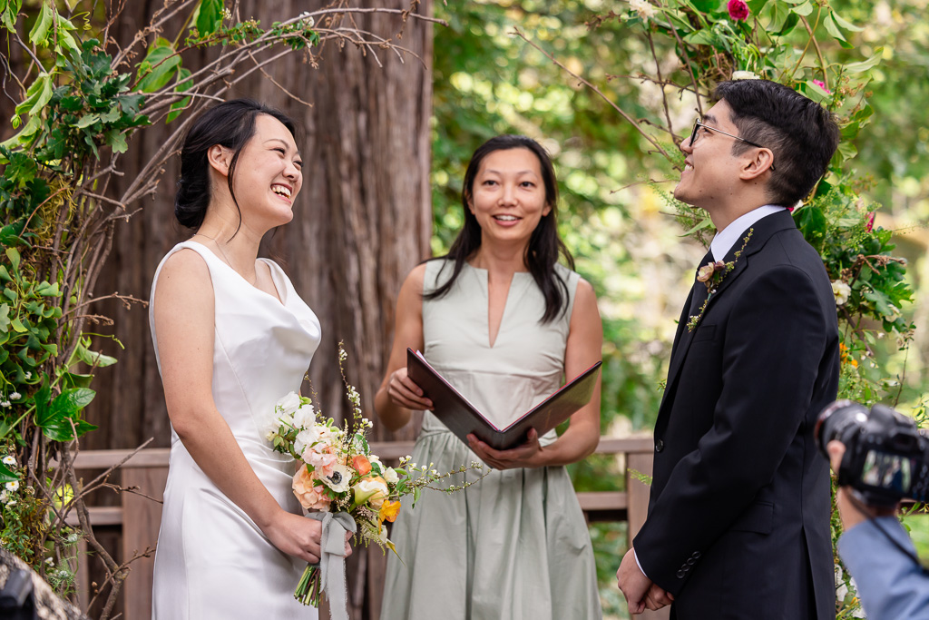 wedding ceremony officiated by the bride's sister