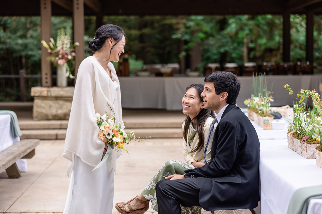 bride mingling with some guests