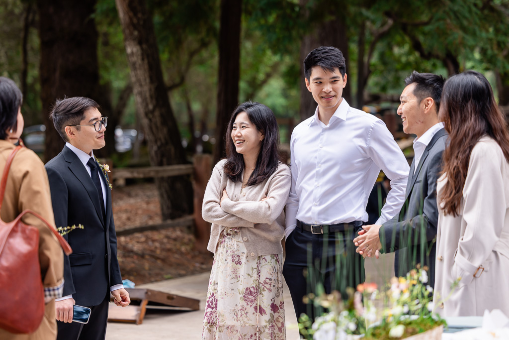candid photo of wedding guests mingling