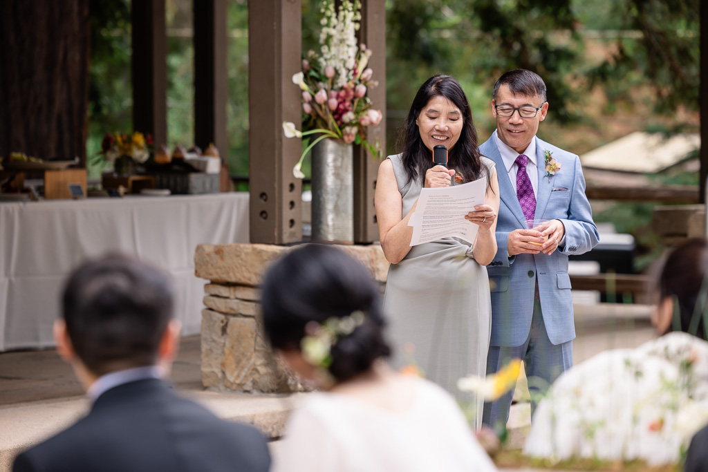giving a dinner speech to the bride and groom