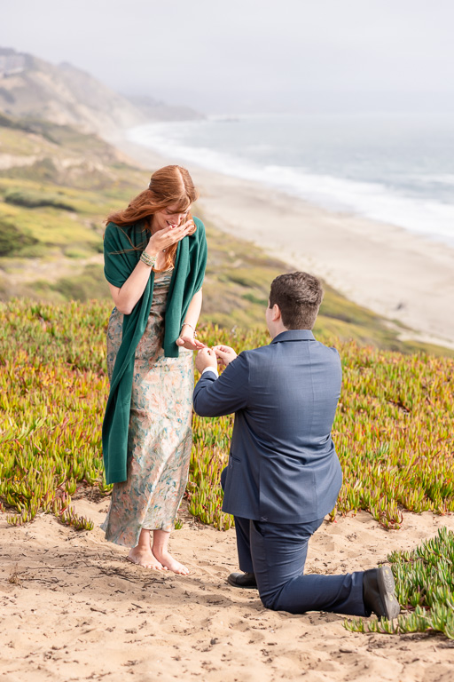 marriage proposal on the coastal cliffs of NorCal