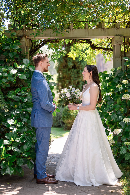 Vine Hill House first look between the bride and groom
