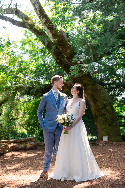 wedding day portrait in the woods