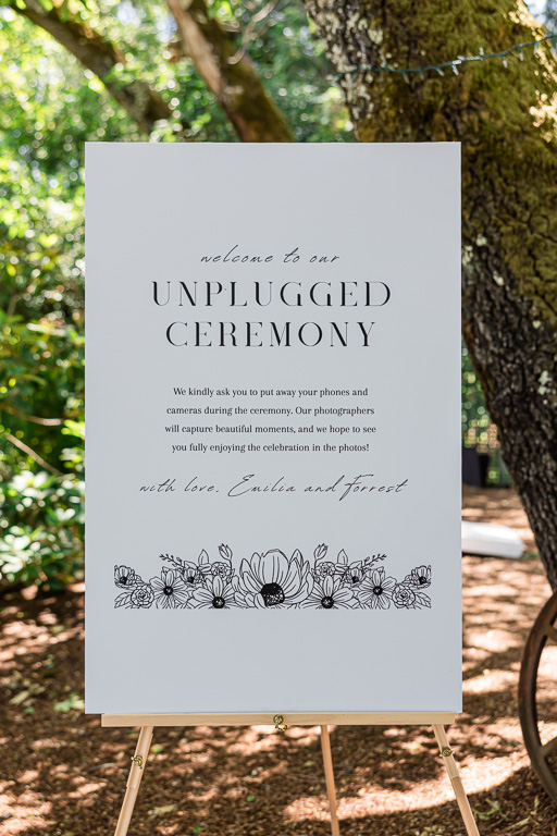 unplugged ceremony wedding sign