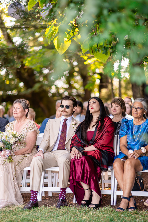 bride's family seated in the front row of the ceremony