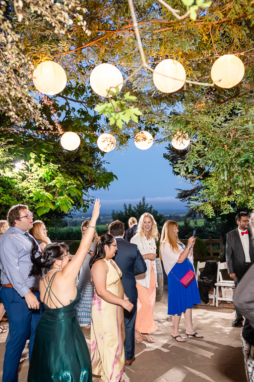 Vine Hill House dance floor with lanterns above