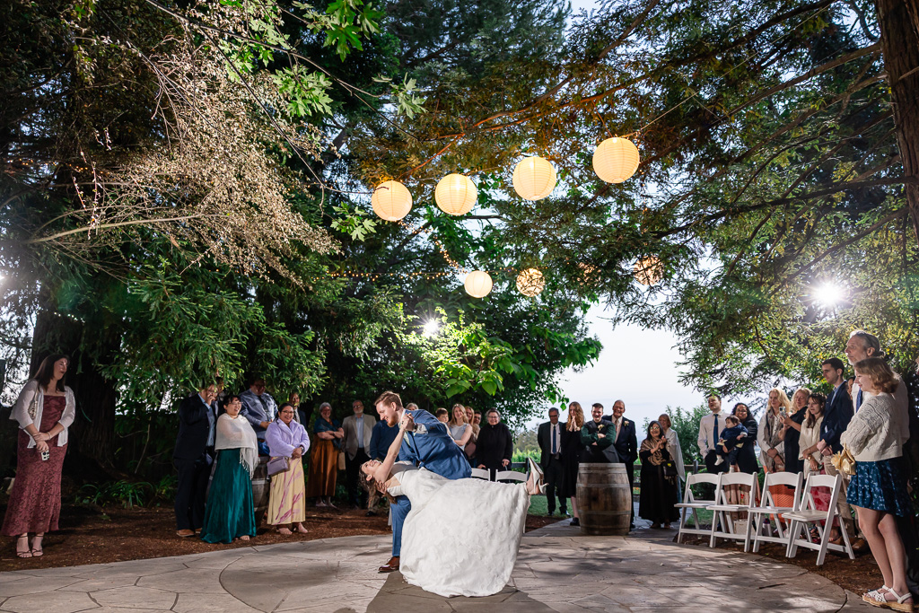 dramatic dip to end the first dance