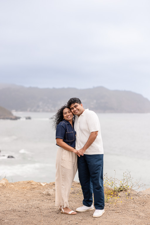 engagement photos in foggy Pacifica