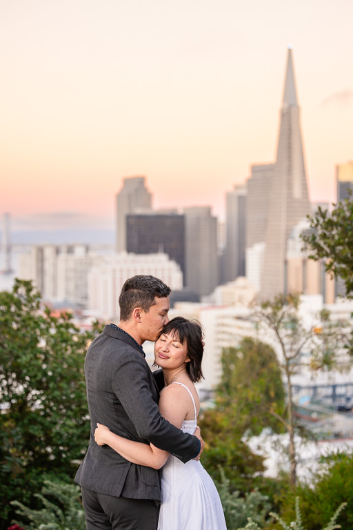 Ina Coolbrith Park sunset engagement photo shoot
