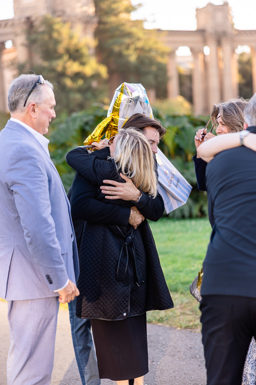 hugging parents after proposal