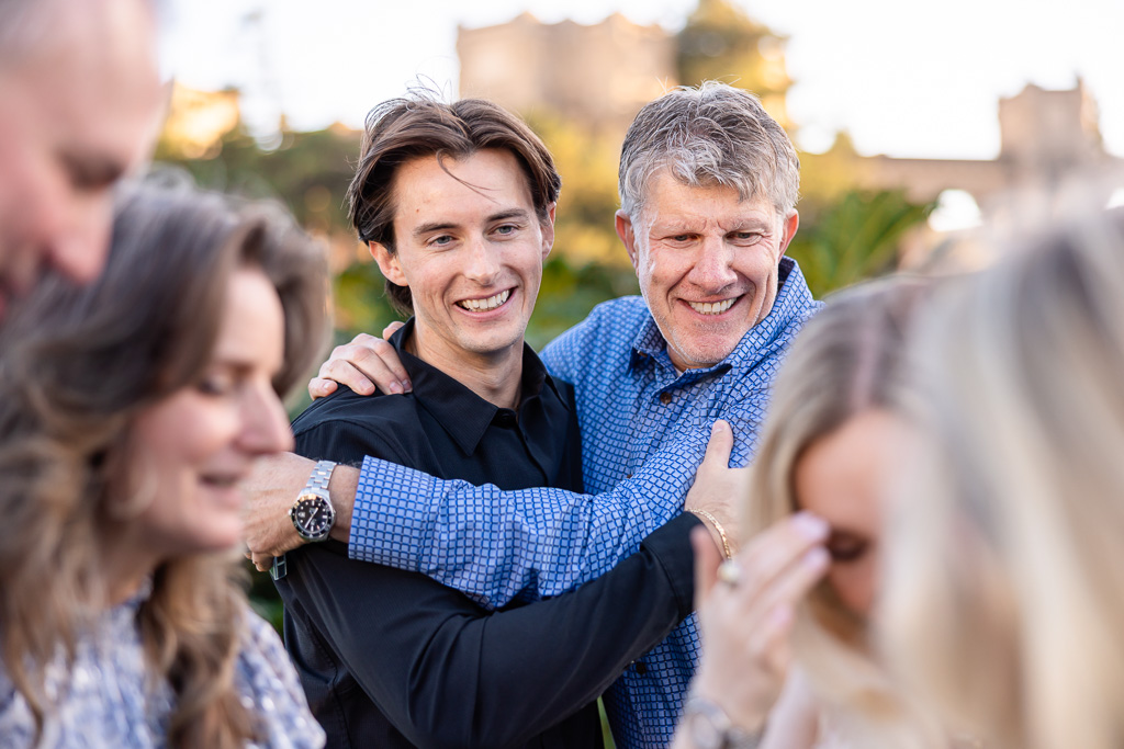 father and son moment after proposal