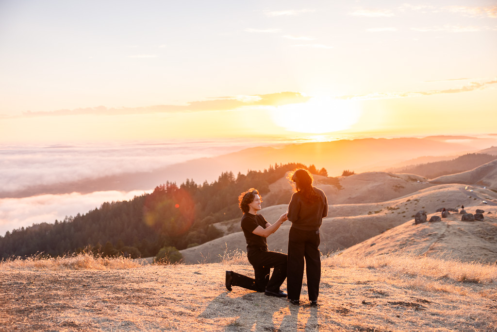surprise proposal at Mount Tamalpais State Park at sunset